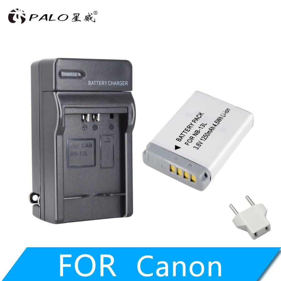 PALO 1250mAh NB-13L NB13L NB 13L Аккумулятор для цифровой камеры Canon G7 X Mark II G7X PM165 G5 X G5X G9 X G9X SX620 SX720 HS - Цвет: 1pcs with charger