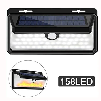 

158 LED Solar Lamp Flickering Flame Effect Waterproof Outdoor Yard Stair Pathway Landscape Solar Light Garden Wall Lamp