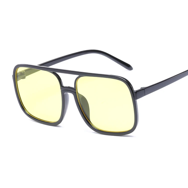 Модные Винтажные Квадратные Солнцезащитные очки для женщин Ретро брендовый дизайн конфеты розовый желтый Солнцезащитные очки женские Oculos De Sol UV400 - Цвет линз: Black Yellow