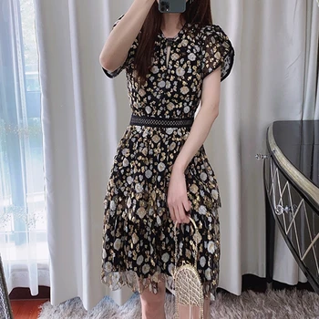 

woman mesh embroidered dress high quality short dresses 2020