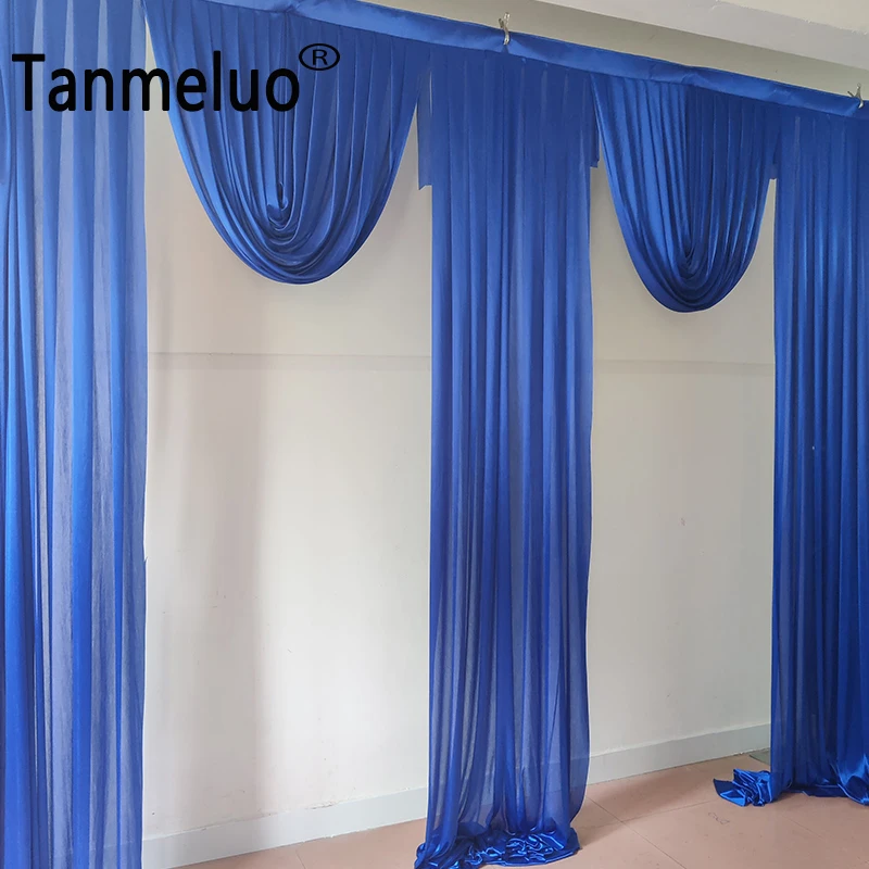3X3M Royal Blue Wedding Swags Backdrop Party Celebration Stage Background Party Panel Ice Silk Material Wall Drapes
