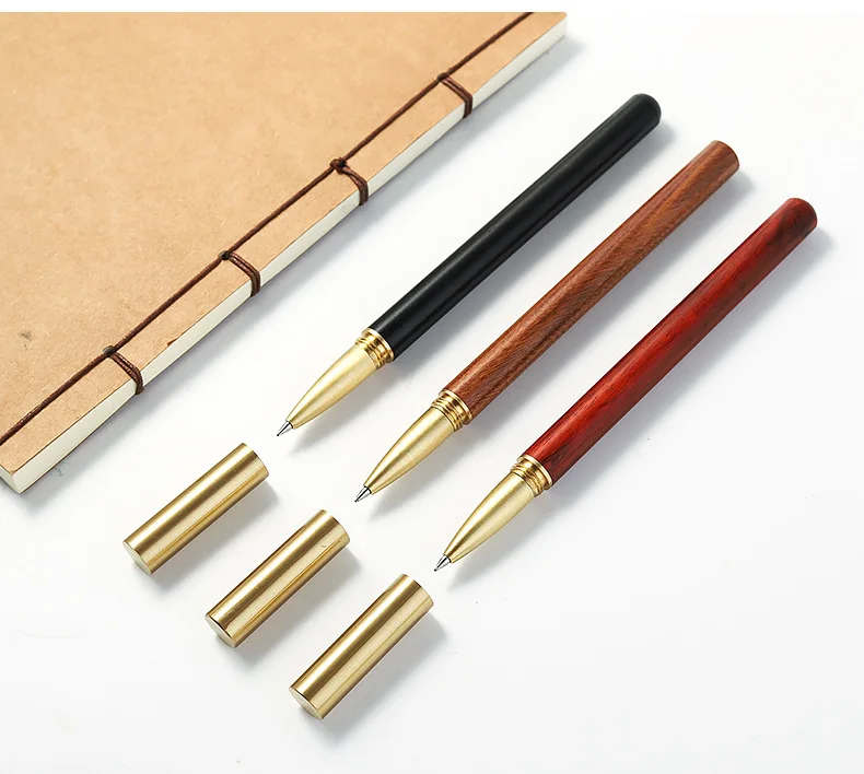 Wood Graining Ballpoint Pen Decompress Writing Business Pen Nib Luxury Student plume Penna stilografica High Quality Brass Color