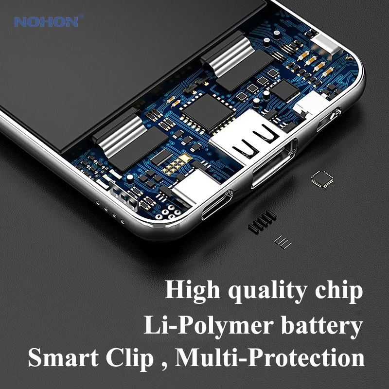 Nohon ультра тонкий внешний аккумулятор 10000 мАч для iPhone 11 X XR huawei Xiaomi samsung USB+ type-C mini Портативная зарядка 150g внешний аккумулятор