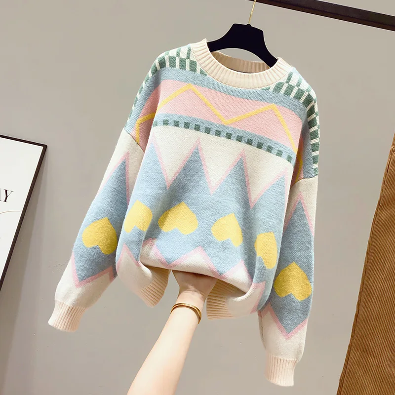 light blue Свитер женская одежда осенняя и зимняя одежда стиль иностранный стиль джемпер Рождественский Красный Модный - Цвет: light blue