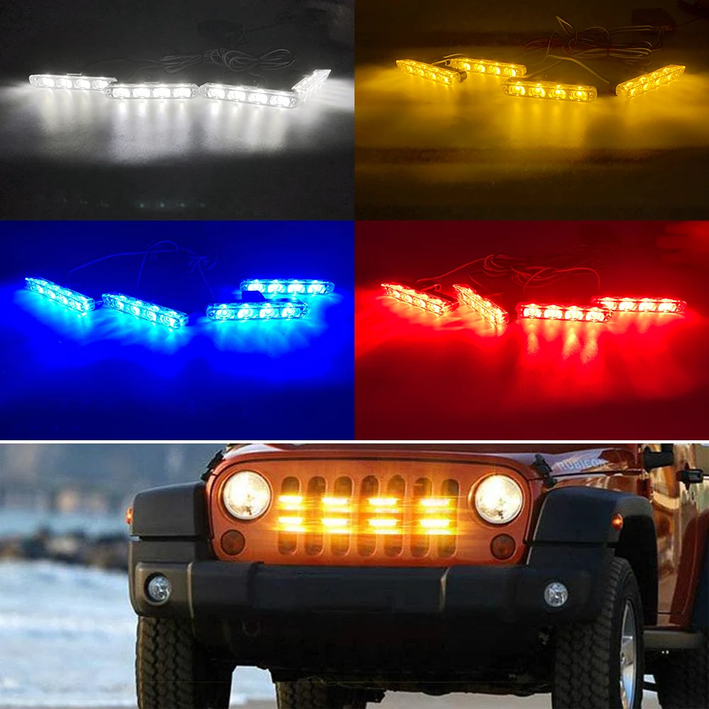 Lumière Stroboscopique à 24 LED pour Grille de Voiture de Police,  Télécommande d'Urgence Sans Fil, Signal de Grille, Iode Clignotant, Lampe  d'Ambulance - AliExpress