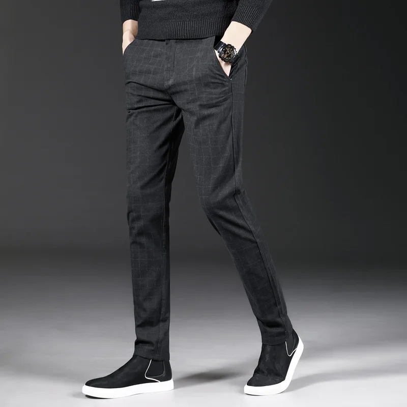 

New casual pants spring and autumn 2019 men's plaid pattern casual pants
