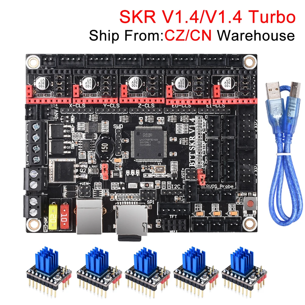 BIGTREETECH SKR V1.4 BTT панель управления Turbo 32Bit V1.3 1 4 TMC2209 TMC2208 Запчасти для 3D принтера Ender 3