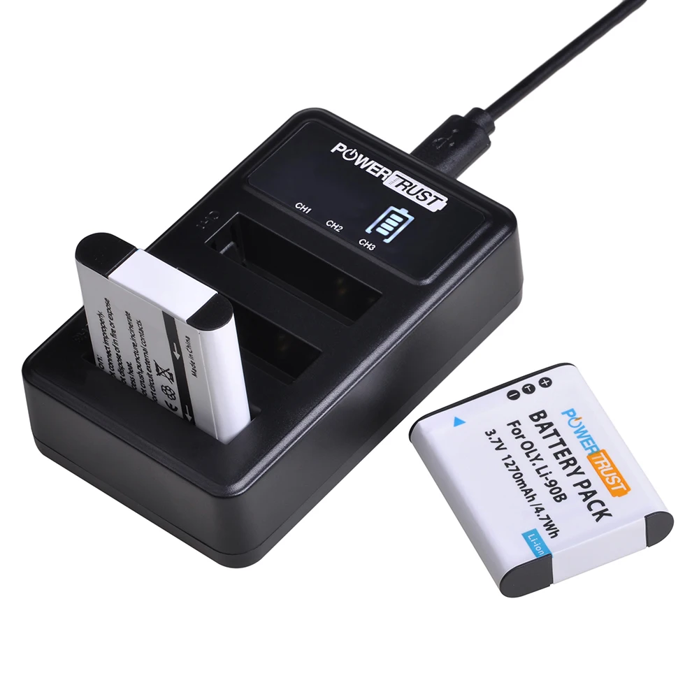 Li-90B LI90B LI-92B Батарея+ светодиодный 3 слота USB Зарядное устройство для цифровой камеры Olympus жесткая TG-6 TG-5 TG-Tracker SH-1 молодых мам SH-2 SP-100 IHS TG-1 TG-2