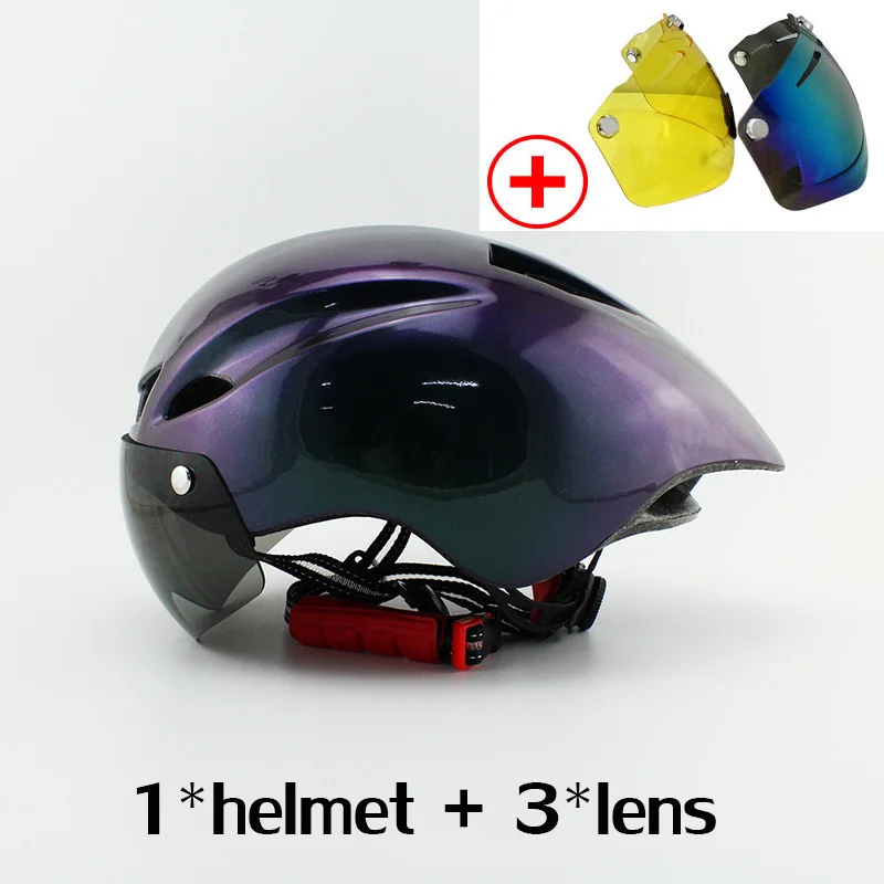 19 3lens Велосипедный шлем дорожный Mtb Горный интегральный триатлон велосипедные шлемы мужские гоночные велосипедные шлемы с солнцезащитным козырьком линзы очки оснастить мужчин t - Цвет: 19 3lens