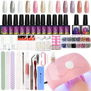 

12Pcs UV LED Nail Gel Polish Kit 54W Nail Dryer Lamp Long Lasting Varnish Gel Kit With Top Base Coat Nail Art Tools