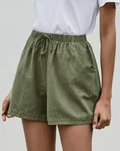 Novo verão casual algodão shorts de linho mais tamanho meados cintura curto moda mulher streetwear calças curtas