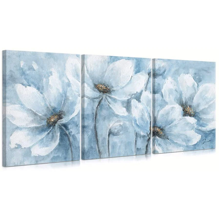 

3Pcs No Framed Magnolia Flower Blue And White Floral Posters Wall Art Pictures Canvas Home Decor Paintings for Room Decorations