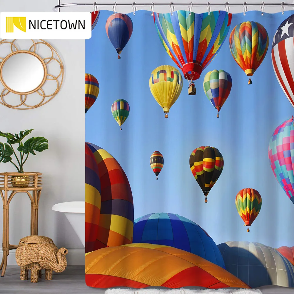 Nicetown Fire Balloon Печатные шторы для ванной или душа занавески комнаты