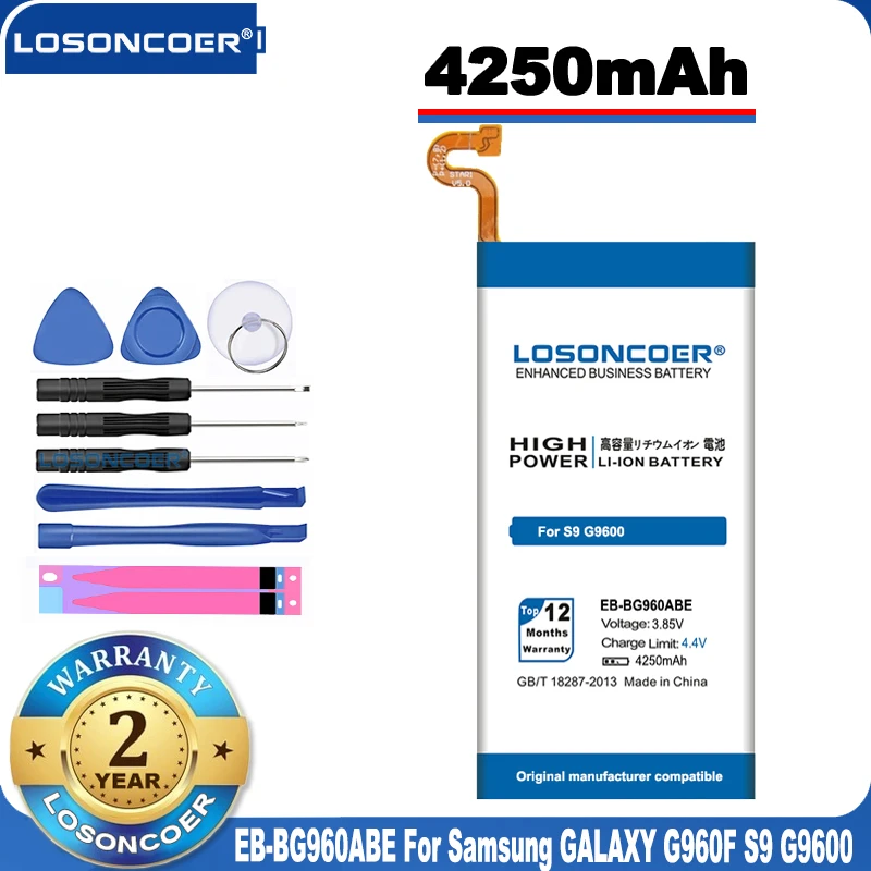 100% Оригинальный LOSONCOER 4250 мАч фотоаккумулятор для Samsung GALAXY G960F G9600 EB BG960ABE S9 сменный
