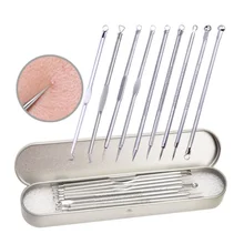 9 шт./компл. двухконцевые иглы для удаления черных точек удаления угрей из нержавеющей стали прибор для удаления прыщей набор красоты S1