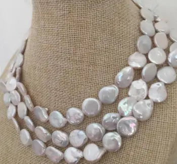 

Jewelry Free Shipping gorgeous 11-12mm baroque south sea white pearl necklace 48inch 925silver