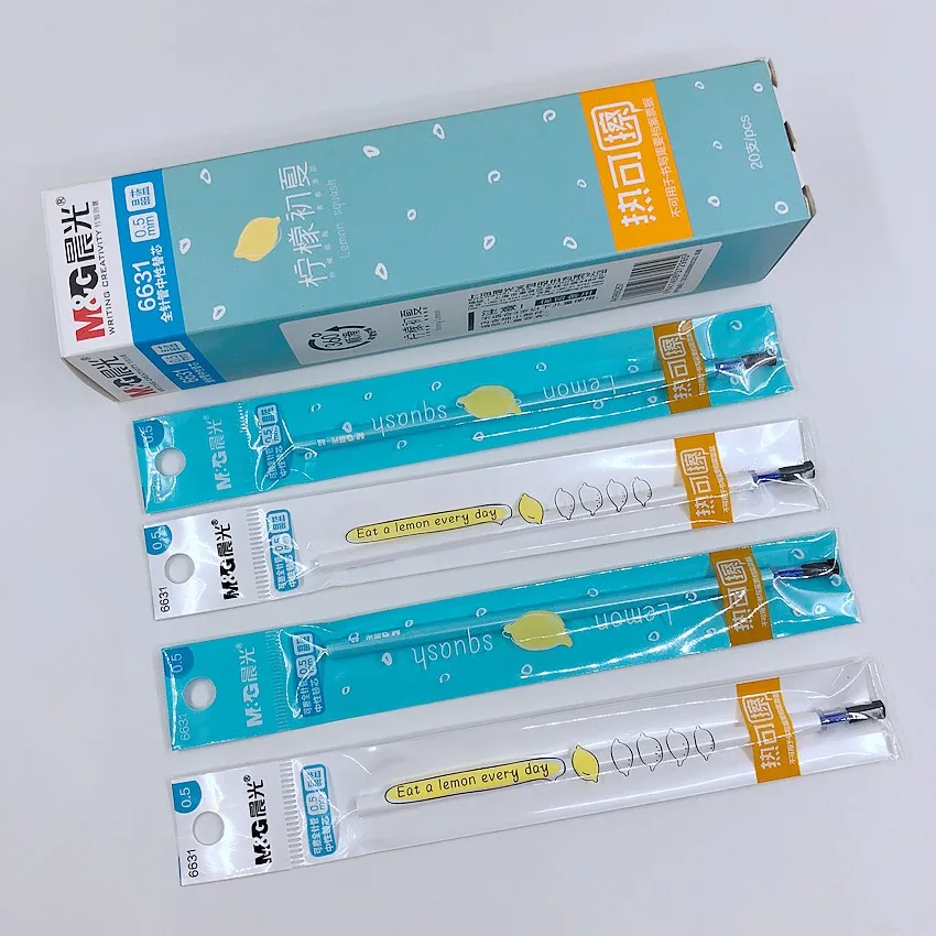 6 Pieces/Lot) M&G 0.5mm Blue Ink Color Kawaii School Stationery Magic Erasable Pen Refill For Writing Office Supplies M6631