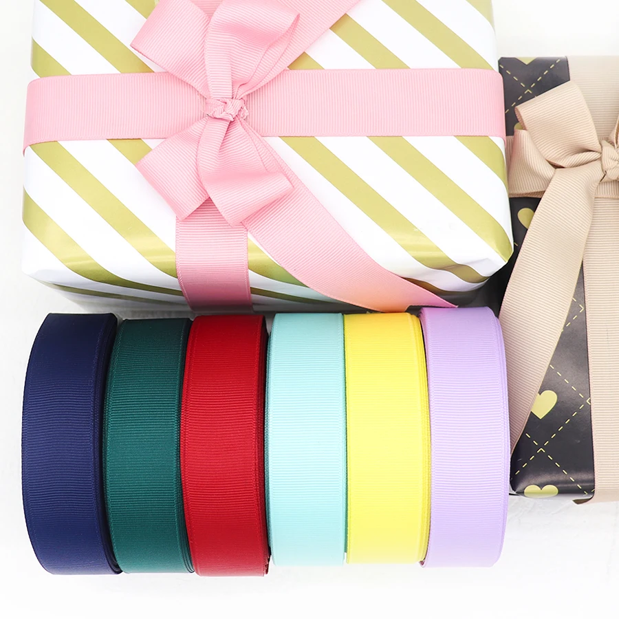 Grosgrain Ribbon Solid Color 1-1/2" 38MM/25MM 10Yards for Hair Bows Gift Packaging DIY Christmas Decor