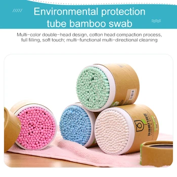 

New 200pcs/Box Safe Standard Bamboo Cotton Swabs Cotton Sticks Ears Clean Tools Double-Headed Soft Women Makeup Cotton Bud Swabs