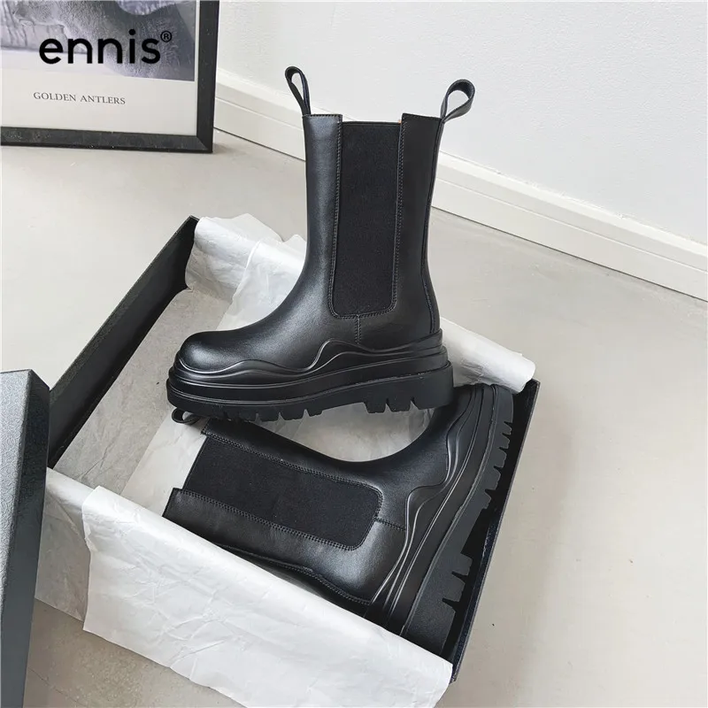 Черные дизайнерские ботинки челси ENNIS обувь на толстой подошве ботильоны