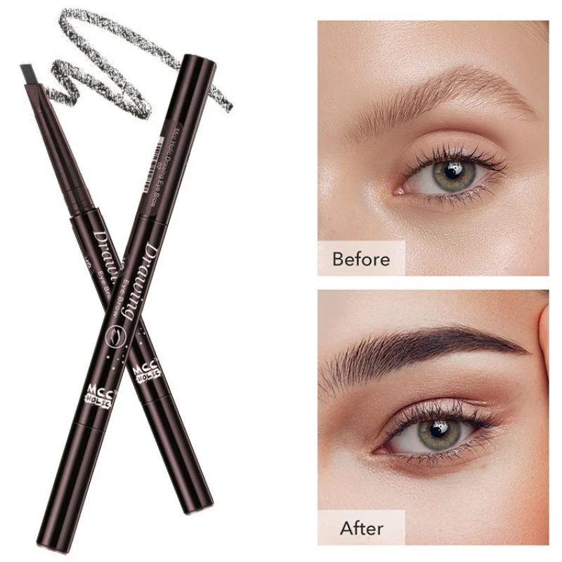 

Double-headed Automatically Rotates Eyebrow Pencil Waterproof Smudge-proof Easy To Color Eyebrow Pen With Brush
