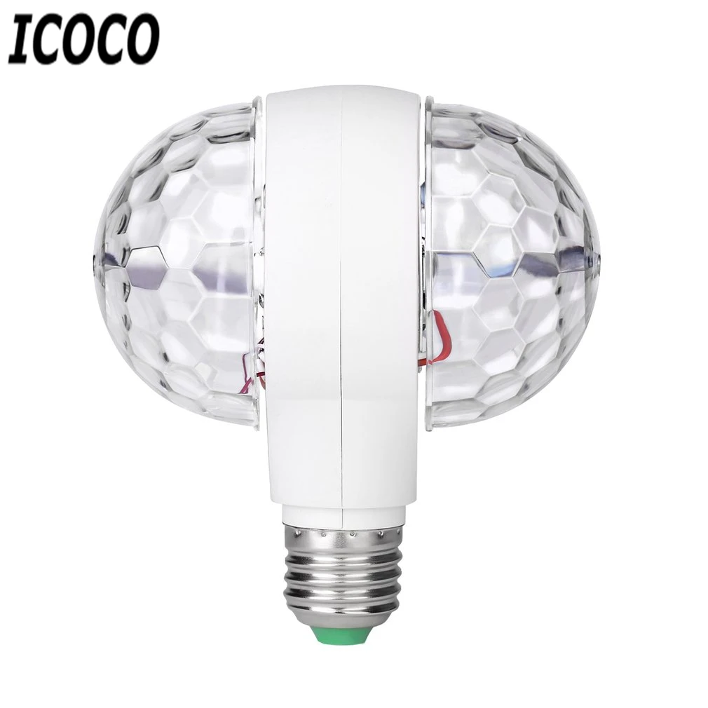 LED 6W Rotating Bulb Light with Dual Head Magic Stage Disco Lamp Rotating Double-headed LED Colorful Stage Light