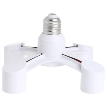 

White 4 In 1 E27- 4E27 Base Socket Splitter LED Light Lamp Bulb Adapter Holder Drop Ship Support