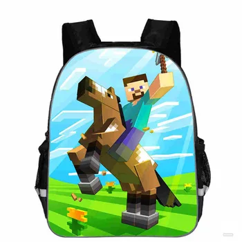 

11inch Cartoon Building Blocks Game Backpack for Teenager Laptop Mochilas Feminina Student School Backpack Women Travel Bags