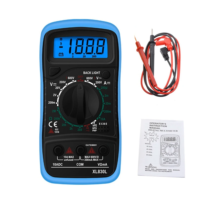 XL830L мультиметр портативный ЖК-цифровой мультиметр с подсветкой AC/DC Амперметр Вольтметр Ом тестер метр ручной мультиметр тестер - Color: XL830L