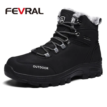 

FEVRAL Winter New Men Genuine Leather Ankle Snow Boots Anti-Skidding Motorcycle Warm Boots 2020 Men High Quality Fashion Shoes