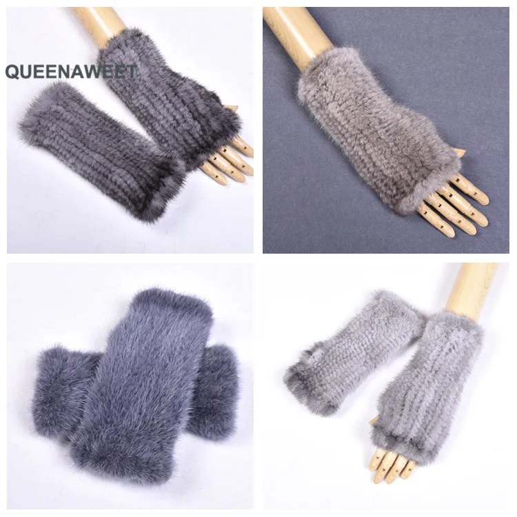 005 новые модные зимние женские перчатки из натурального меха норки из натурального меха норки женские митенки женские эластичная перчатка