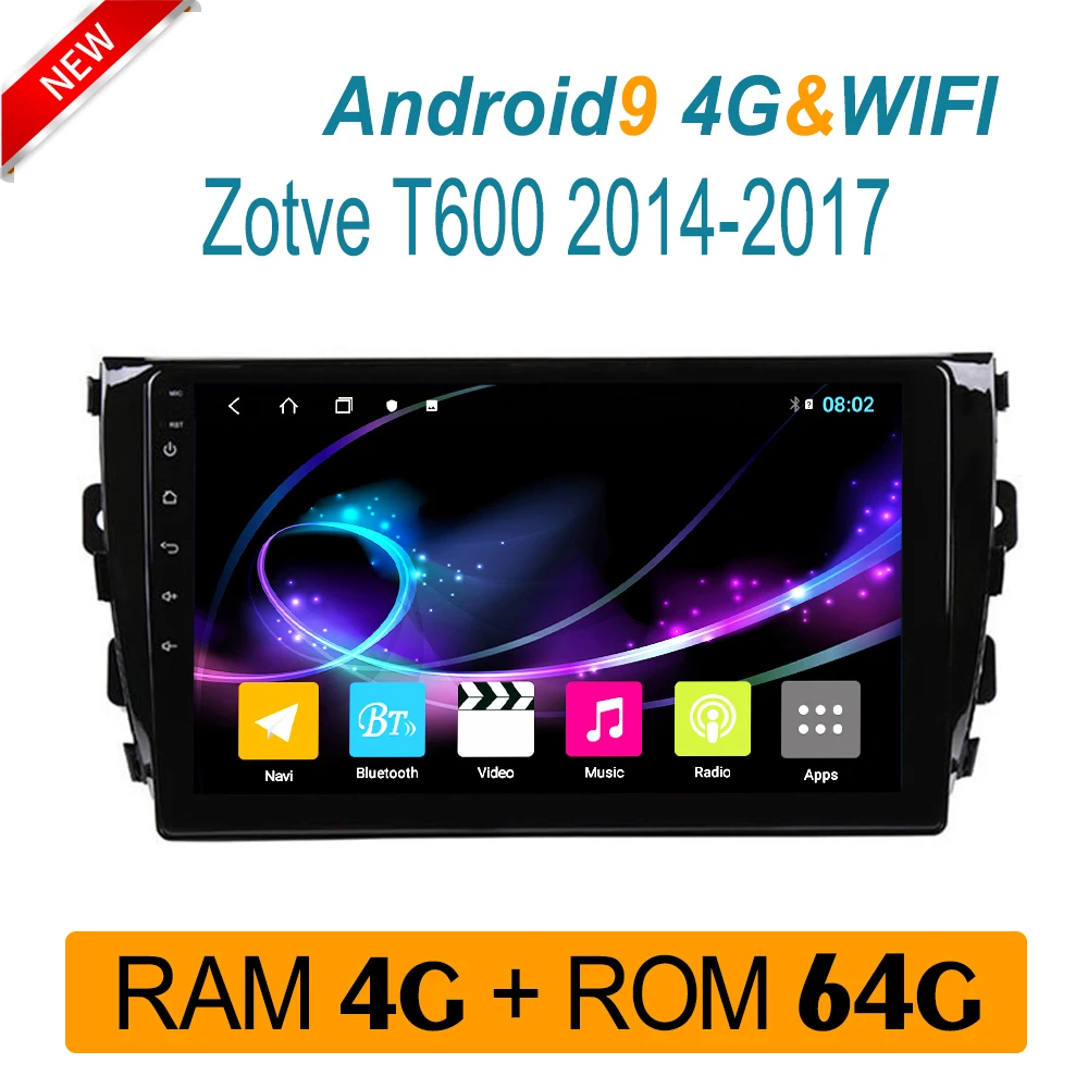 auto Radio For Zotye T600 2014-2017 car multimedia head unit Video Stereo DVD player IPS GPS RDS DSP carplay 1 din split screen |