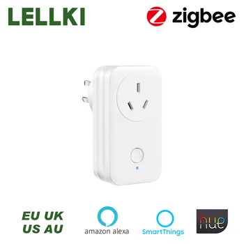 

LELLKI Zigbee Smart Socket AU White Wireless Control light Switch Timer Plug for Zigbee Hue SmartThings Echo plus 10A 2200W