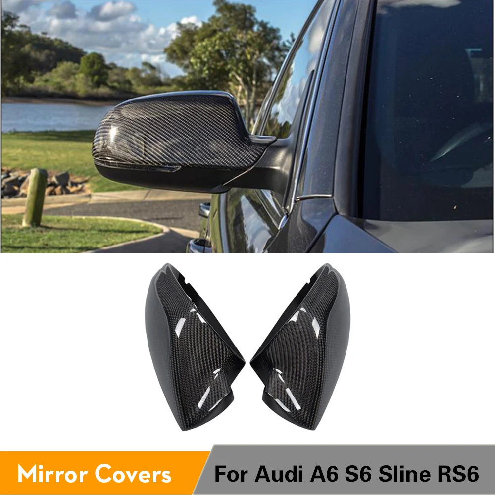 아우디 A6 S6 Sline RS6 2013-2016 거울 덮개를위한 옆 원조 적합없이 탄소 섬유 가득 차있는 보충 백미러 모자