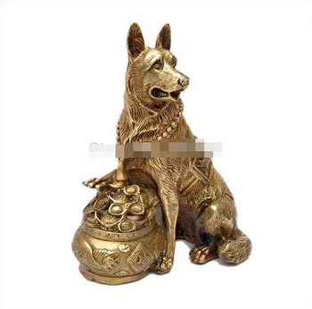 

---321+++Lucky Dog dog zodiac brass town house defends filled corner (northwest corner) Decoration