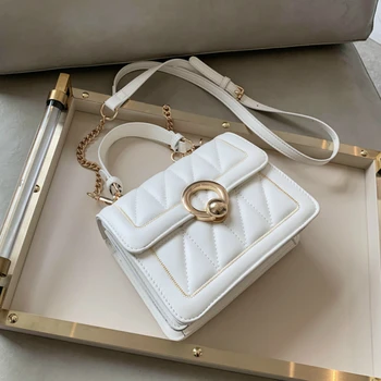 

Quilted Crossbody Bags for Women 2020 Small Chain Handbag Small Bag PU Leather Hand Bag Ladies Designer with Handle