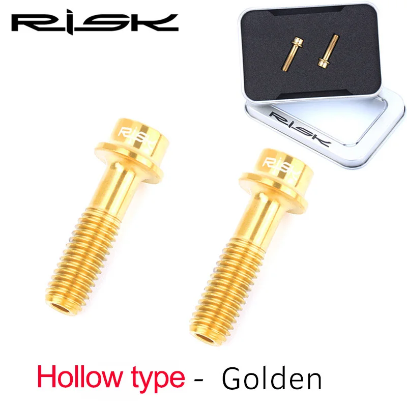 Hollow Type Golden RISK 2 шт. M5* 18 мм титановые Ti болты для горного Рычаг стояночного тормоза велосипеда фиксация M5x18mm сиденье для горного велосипеда пост с фиксатором винты 2 типа - Цвет: Hollow Type Golden