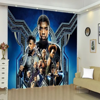 

Black Panther 3D Print Curtains Superhero Sci-Fi Movies Curtains Soft Bathroom Curtains Kitchen Soft Shading Room Curtains