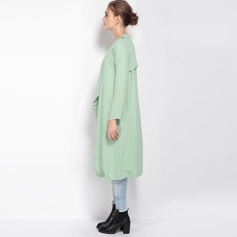 

Haoduoyi Heat-Autumn New Style Street Fashion Irregular Vertical Pendant Neckline Mid-length No Buckle Trench Coat