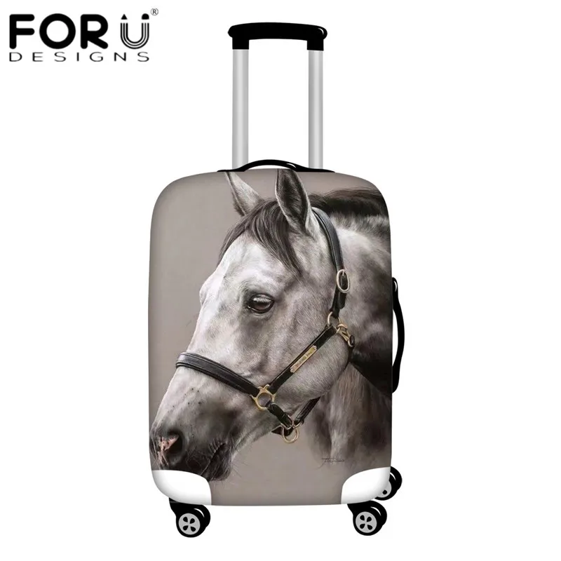 FORUDESIGNS/крутой черный чехол для багажа с животным рисунком лошади 3D Чемодан Защитные чехлы для 18-32 дюймов Дорожный чемодан пылезащитный - Цвет: HMA376