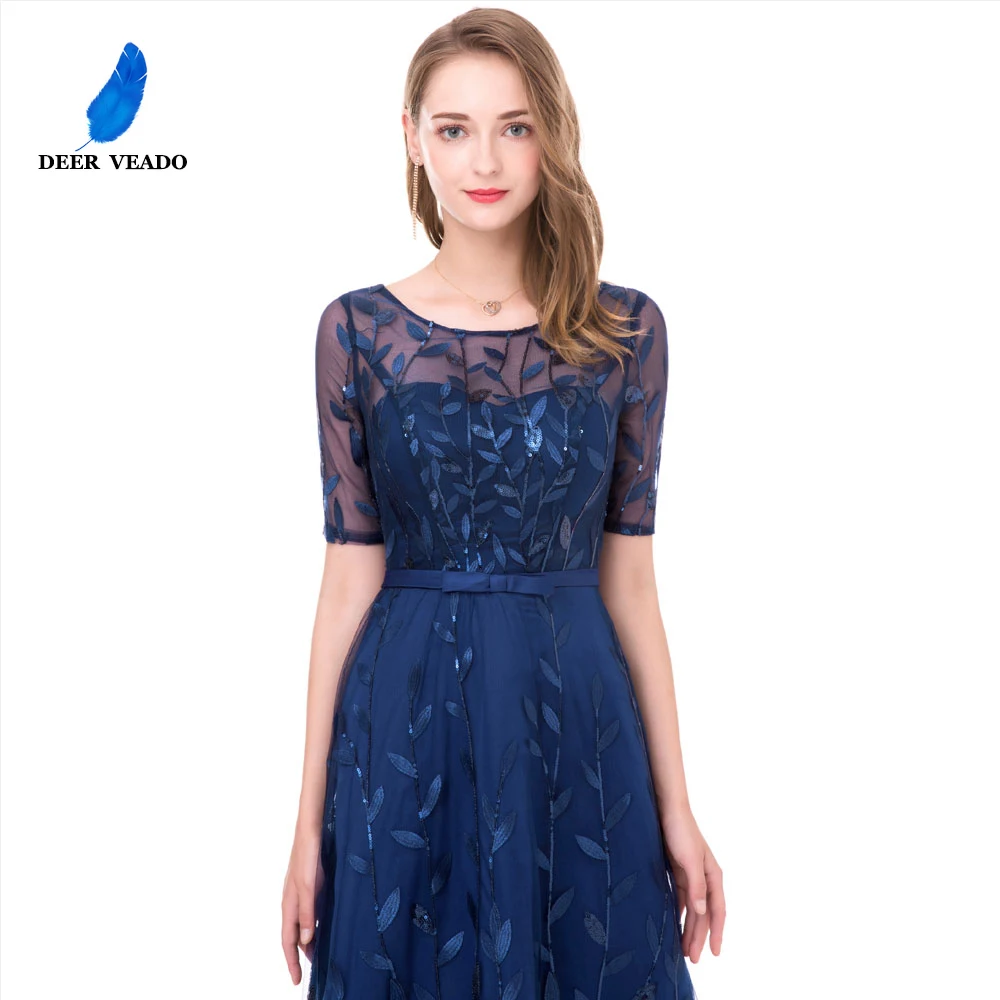 Женское длинное вечернее платье с принтом листьев DEERVEADO модель M212D|gown pattern|evening