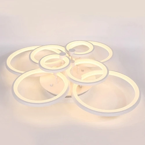 8 rings white Светодиодный светильник для гостиной, спальни, ресторана, кабинета, лампы, глянцевое кольцо со светодиодной подсветкой - Цвет абажура: 8 rings white