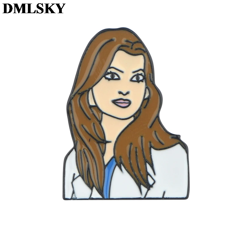 DMLSKY Greys Анатомия ТВ шоу булавки Мередит серый мультфильм металлические значки и Броши женская одежда нагрудные булавки подарки врача M3942