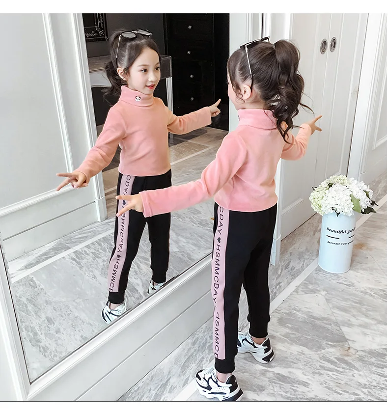 Детская зимняя одежда зимние базовые рубашки baju anak perempuan, фланелевая Детская толстовка с высоким воротником теплые плотные Топы ярких цветов