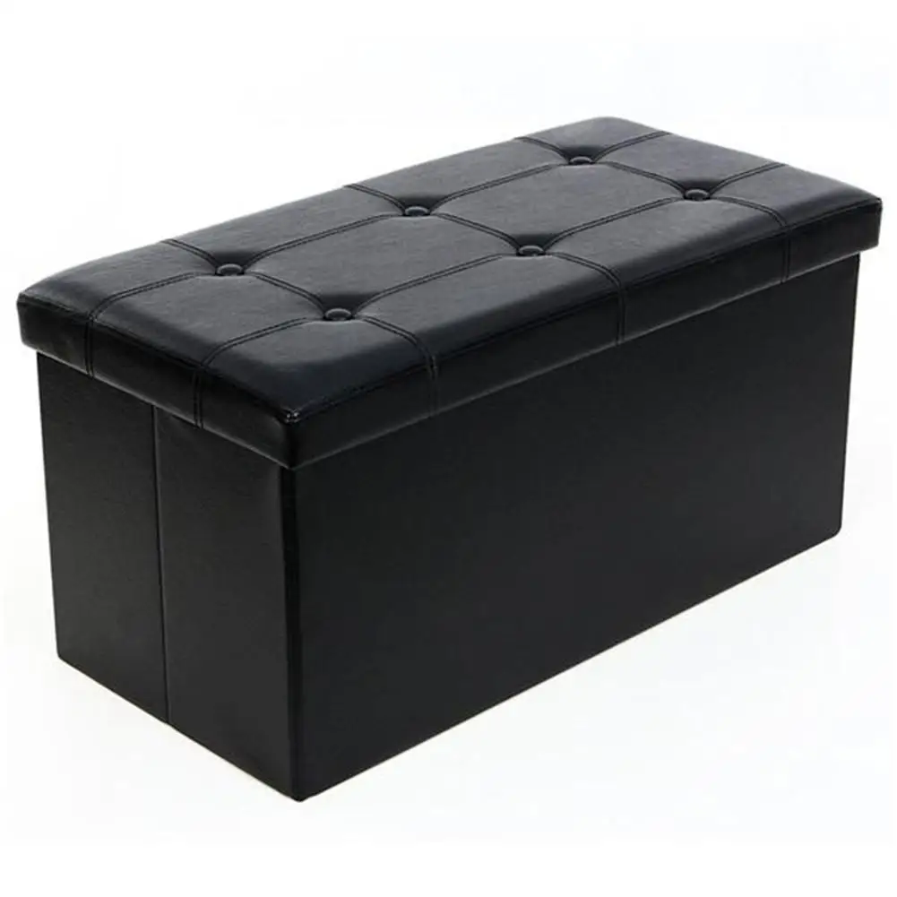 Pu Leather Folding Storage Cube Foot Rest Stool Seat For Home 76*38