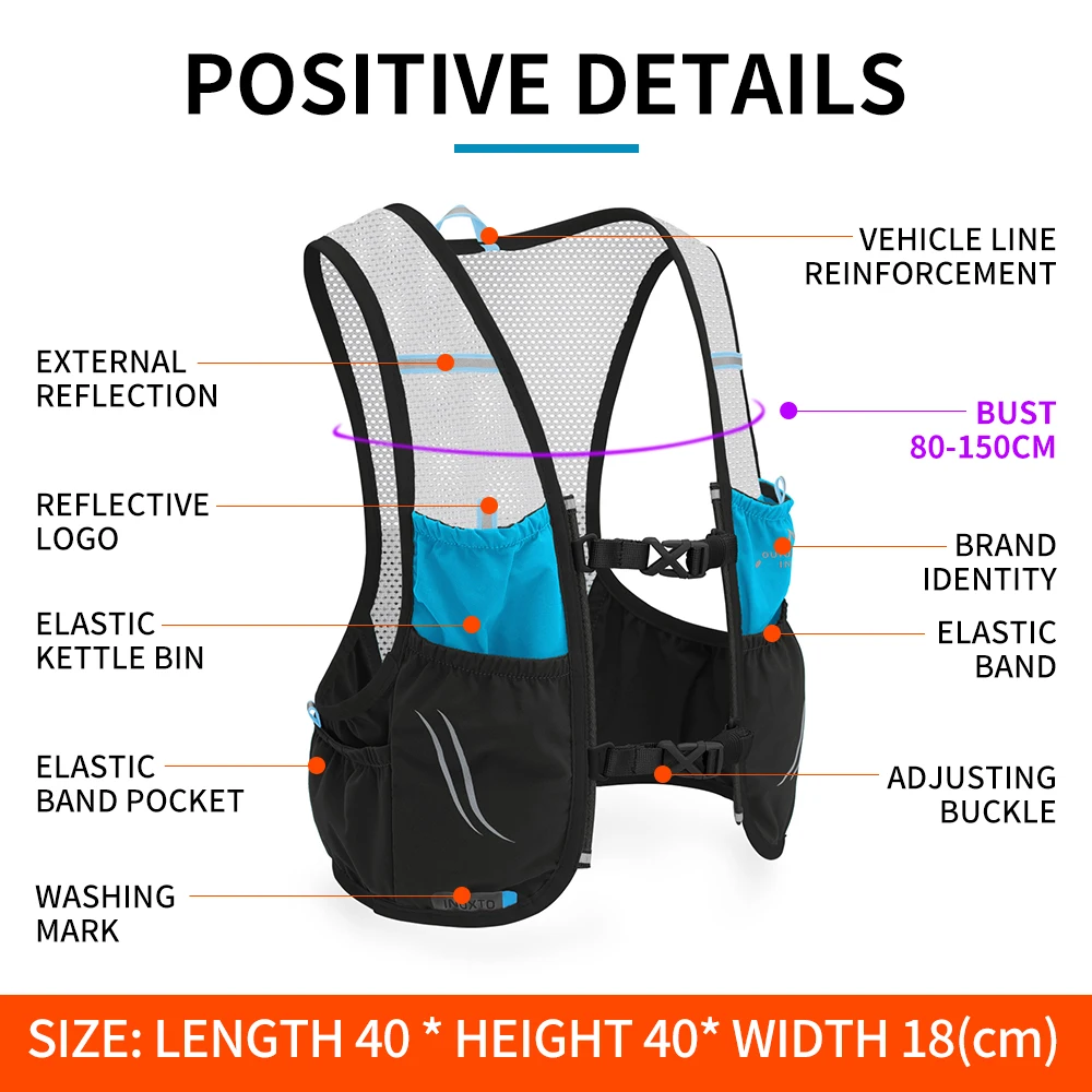 INOXTO 2021 New 2.5L Lightweight Running Backpack Hydration Vest Suitable for Bicycle Marathon Hiking Ultra-light and Portable