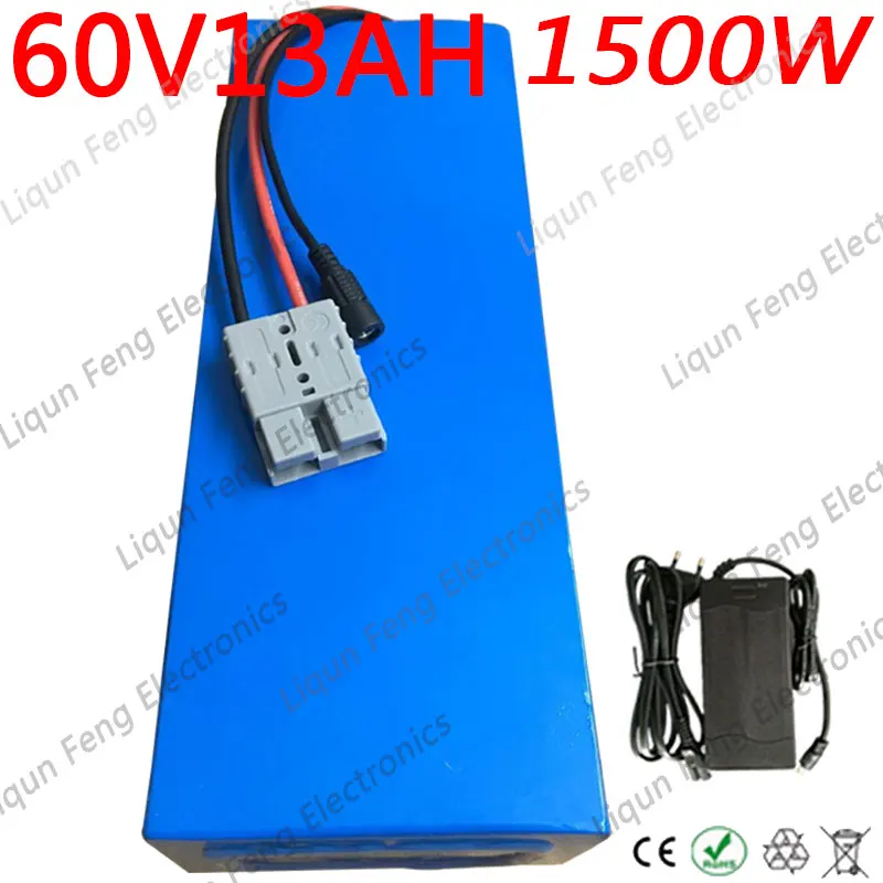 60V 13AH Электрический велосипед батарея 60v 13ah литий ионный аккумулятор с 30A BMS и 67 2 V 2A