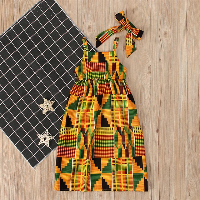 Eyon Dashiki  Dress  O' Neck + Printed Rompers  Headband - Image 5