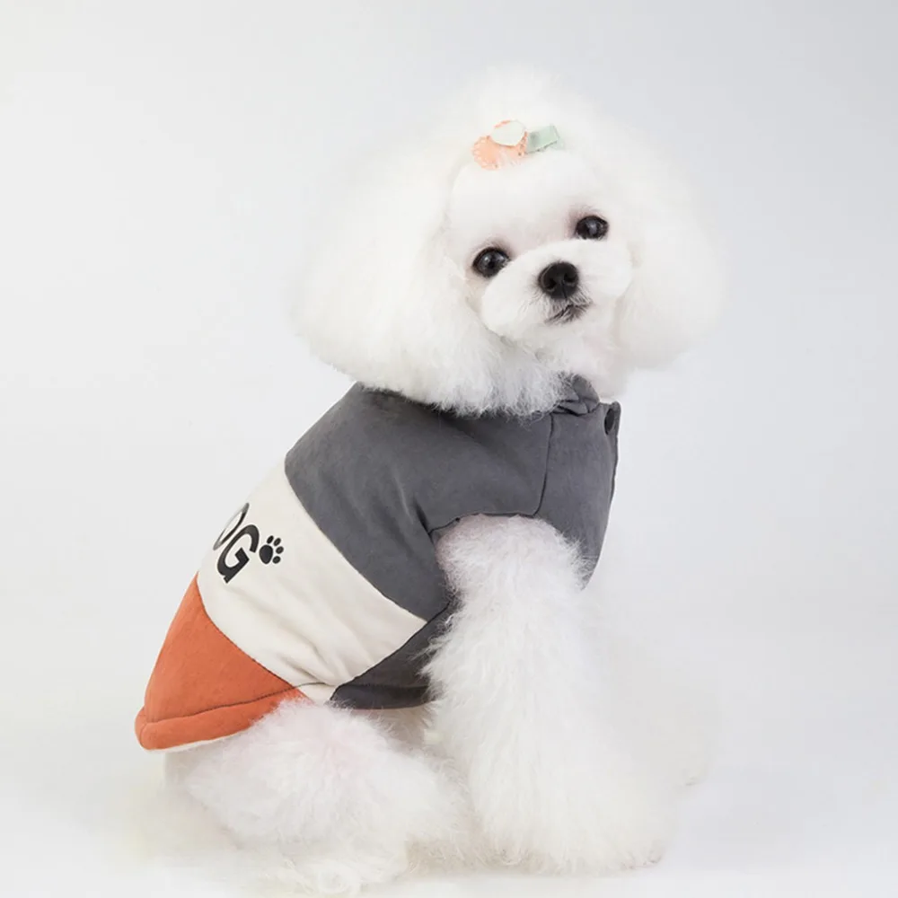 Pet Chinese Clothes Dog Cat Shirt Color Stitching Coat Sweatshirt Vest Pets  Warm Clothes Coat   пуховик для собак #2S01 (4)