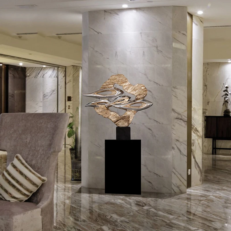 

Oversized 84cm A Group Of Fish Hiding In The Cave Statue Home Craft Room Decoration Office Hotel Abstract Resin Marble Sculpture